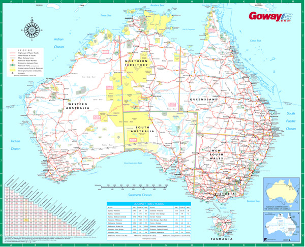 Large detailed road map of Australia. Australia large detailed road map.