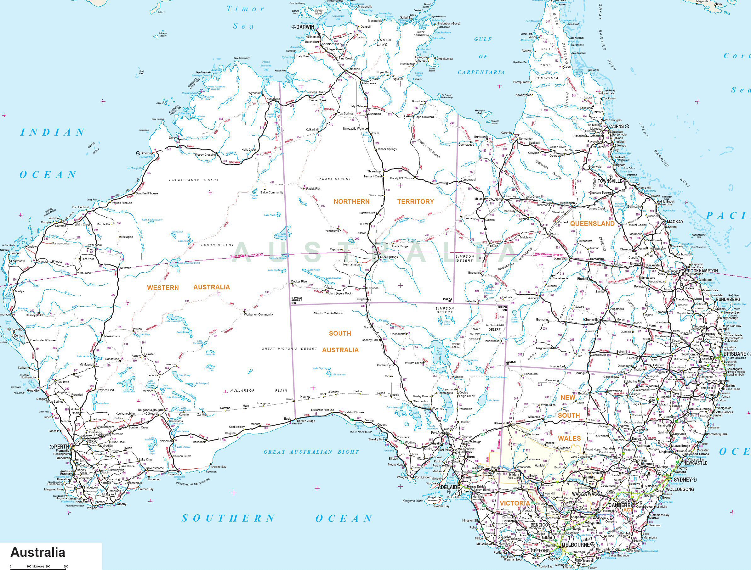 Large Detailed Road Map Of Australia With All Cities For Free 