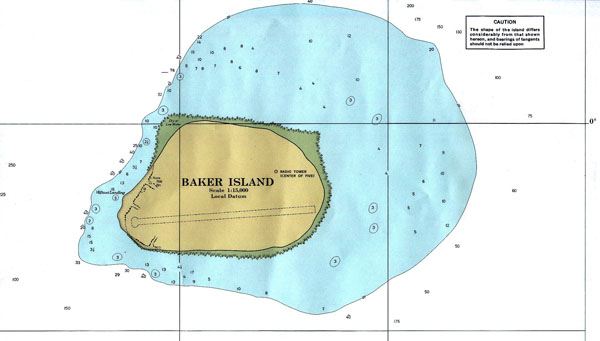 Large detailed topographical map of Baker Island.