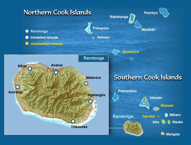 Map of Cook Islands. Cook Islands map.