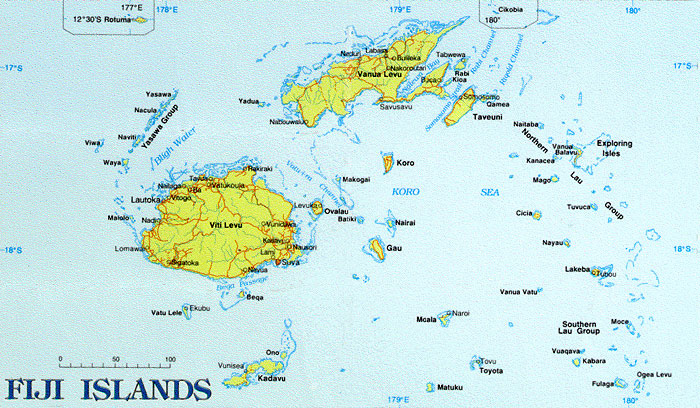 Fiji Islands map. Map of Fiji Islands.