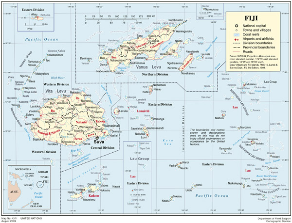 Full political map of Fiji. Fiji full political map.