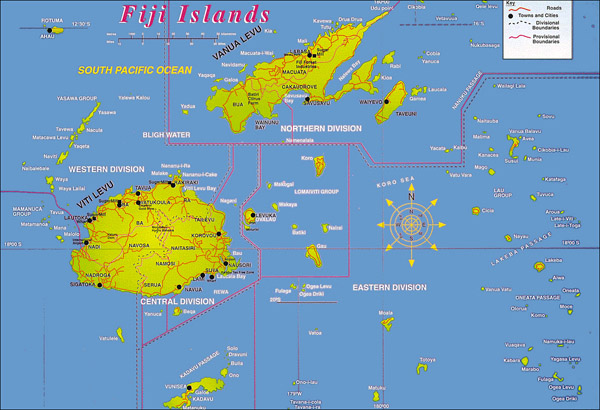 Large detailed Fiji Islands map. Fiji Islands large detailed map.