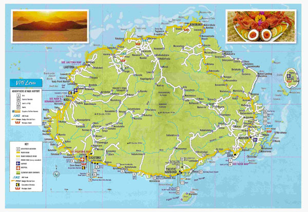 Large detailed tourist map of Viti Levu Fiji. Viti Levu Fiji large detailed tourist map.