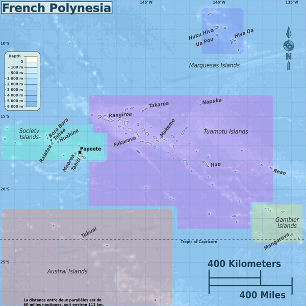 Full political map of French Polynesia. French Polynesia full political map.