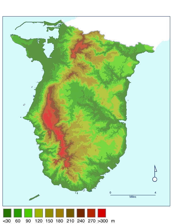 Large detailed physical map of Southern Guam. Southern Guam large detailed physical map.