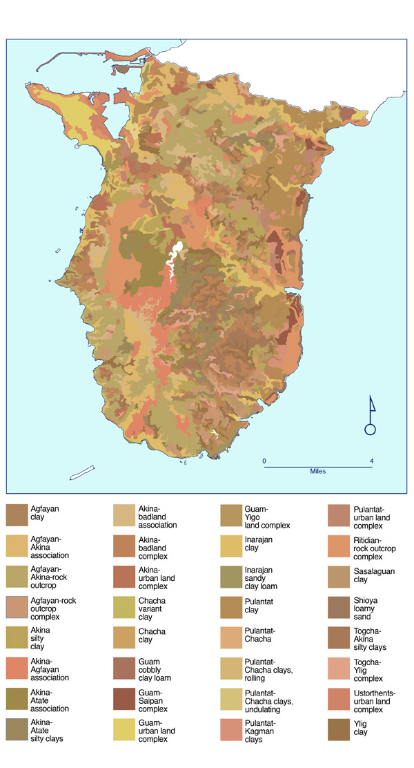 Large detailed soil map of Southern Guam. Southern Guam large detailed soil map.