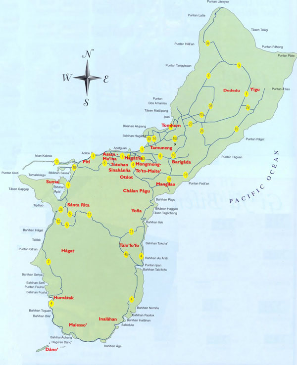 Large detailed tourist map of Guam. Guam large detailed tourist map.