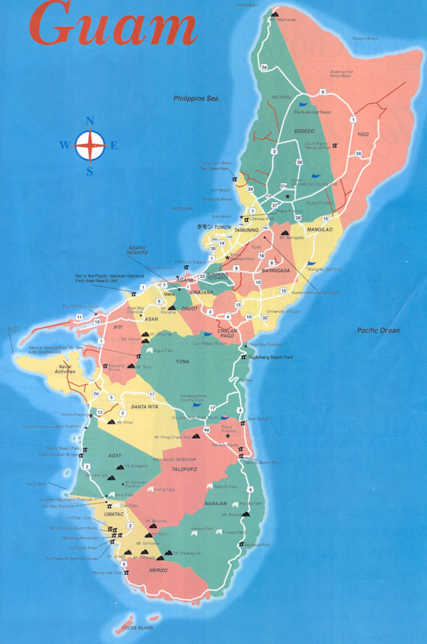 Large detailed travel map of Guam. Guam large detailed travel map.