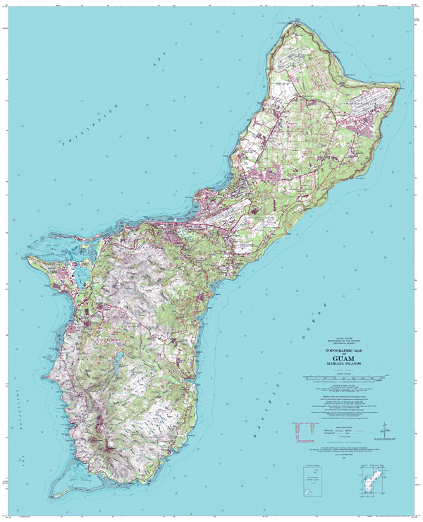 Topographical map of Guam. Guam topographical map.