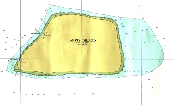 Large detailed topographical map of Jarvis Island.