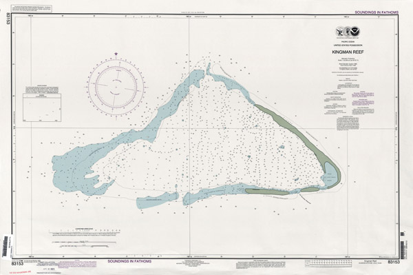 Large detailed topographical map of Kingman Reef.