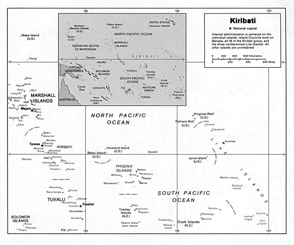 Large detailed political map of Kiribati. Kiribati large detailed political map.