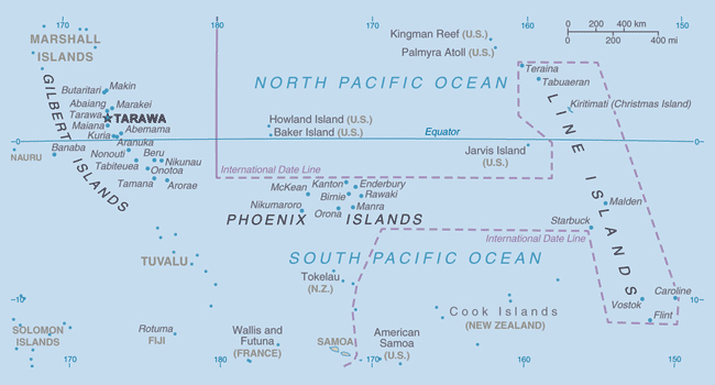 Map of Kiribati. Kiribati map.