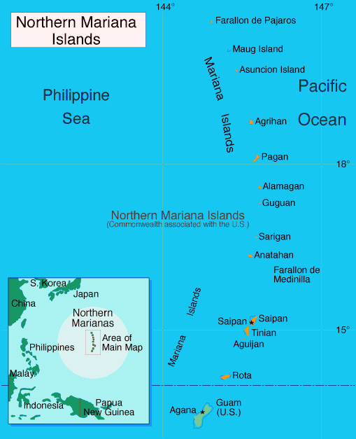 Detailed political map of Mariana Islands. Mariana Islands detailed political map.