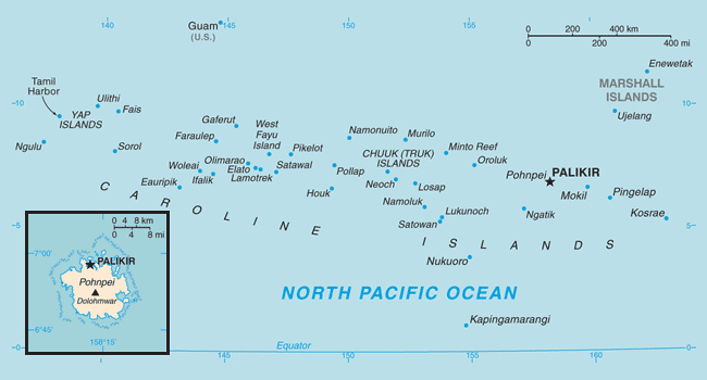 Map of Federated States of Micronesia. Federated States of Micronesia map.