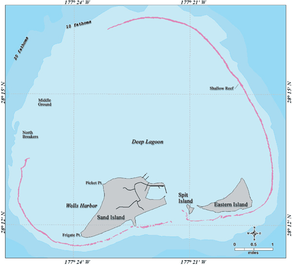 Midway Islands detailed map. Detailed map of Midway Islands.