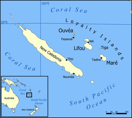 Map of New Caledonia. New Caledonia map.