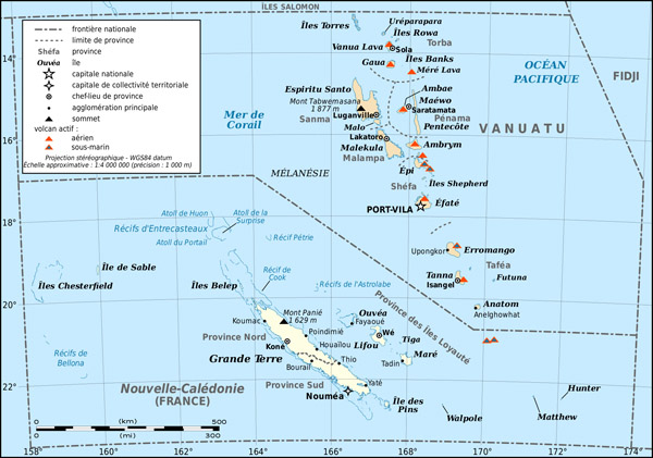 New Caledonia and Vanuatu detailed political map. Detailed political map of New Caledonia and Vanuatu.