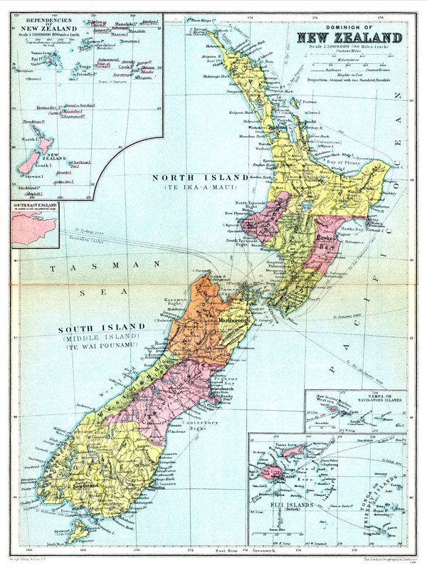 Large detailed old administrative map of New Zealand 1936.