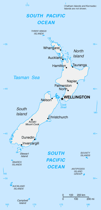 Map of New Zealand. New Zealand map.