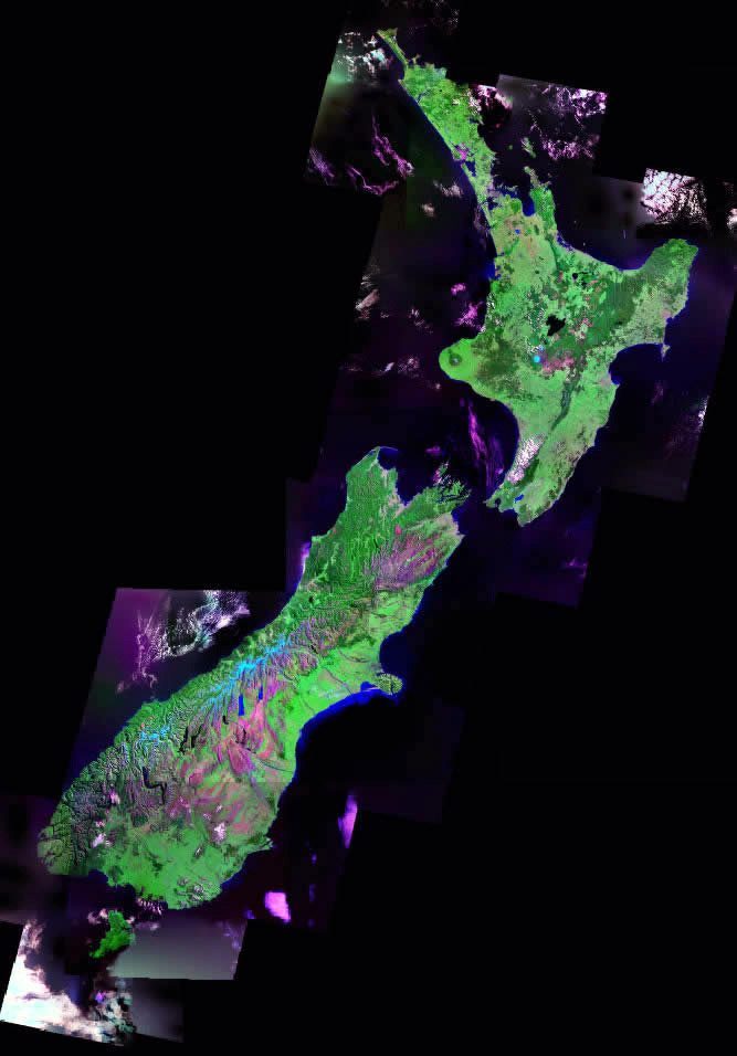Satellite map of New Zealand. New Zealand satellite map.
