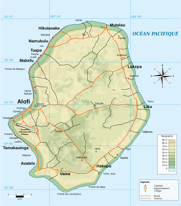 Large detailed physical map of Niue. Niue large detailed physical map.