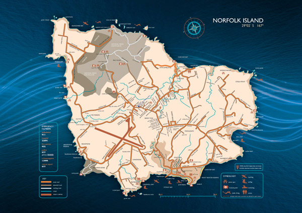 Large detailed road map of Norfolk Island. Norfolk Island large detailed road map.