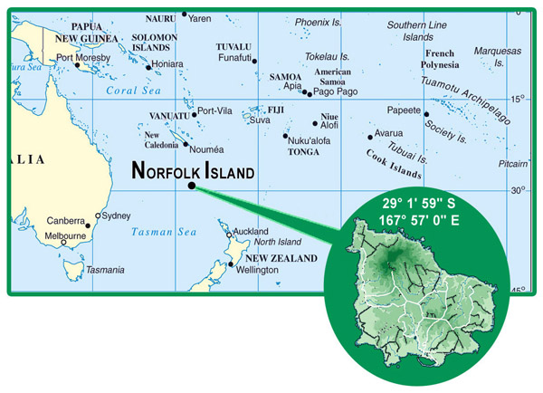 Norfolk Island detailed location map. Detailed location map of Norfolk Island.