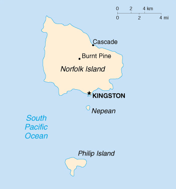 Norfolk Island map. Map of Norfolk Island.