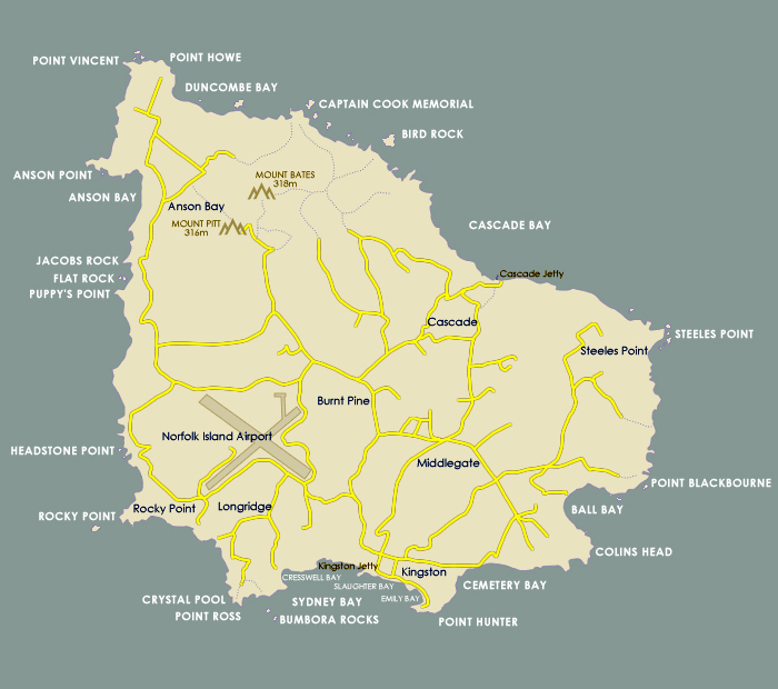 Norfolk Island road map. Road map of Norfolk Island.