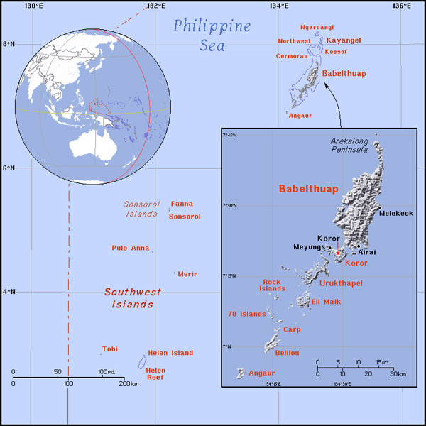 Full political map of Palau. Palau full political map.