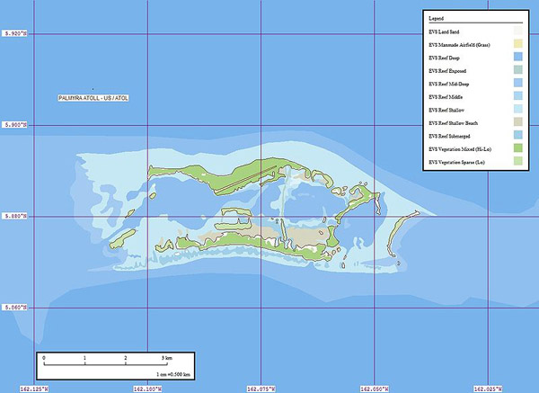 Detailed marplot map of Palmyra Atoll. Palmyra Atoll detailed marplot map.