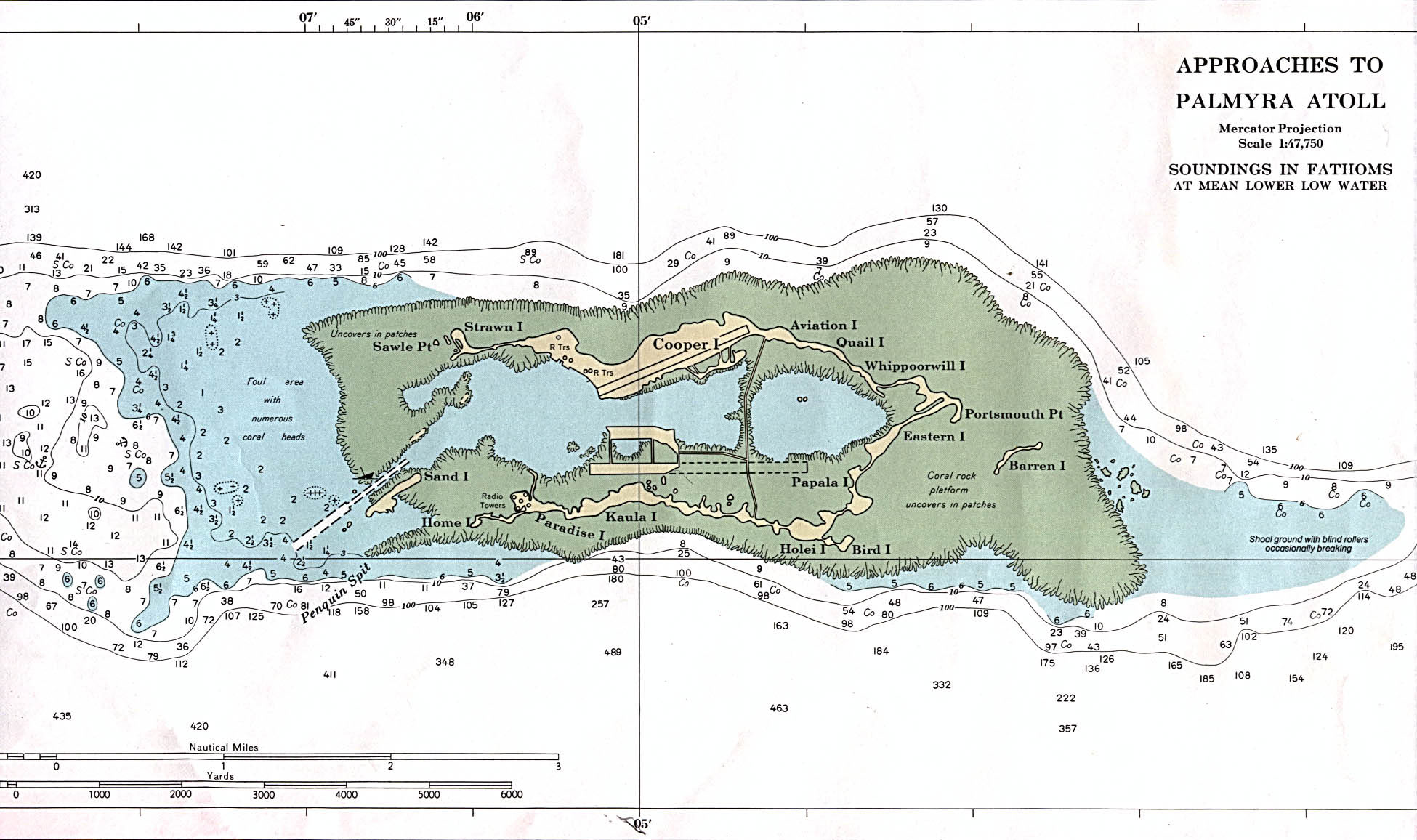 Large detailed topographical map of Palmyra Atoll. Palmyra Atoll large