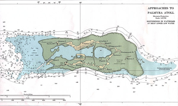 Large detailed topographical map of Palmyra Atoll.