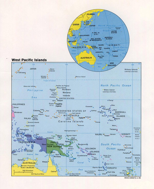 Large detailed political map of Papua New Guinea.