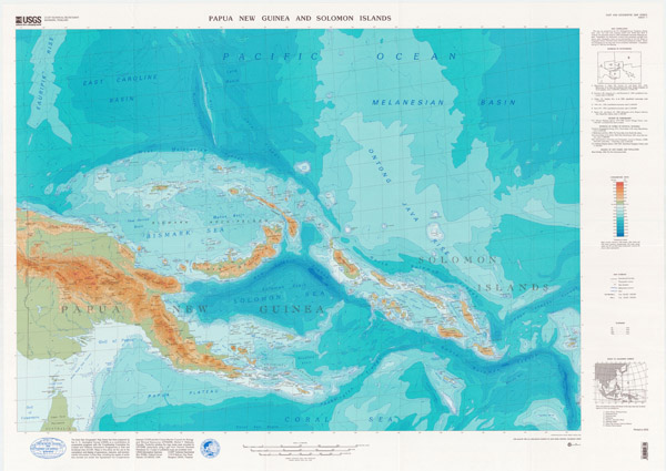 Large detailed topographical map of Papua New Guinea.