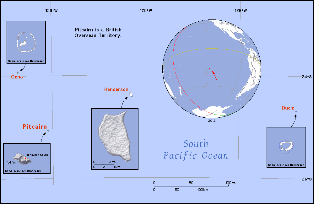Large detailed political map of Pitcairn Islands. Pitcairn Islands