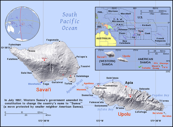 Full political map of Samoa. Samoa full political map.