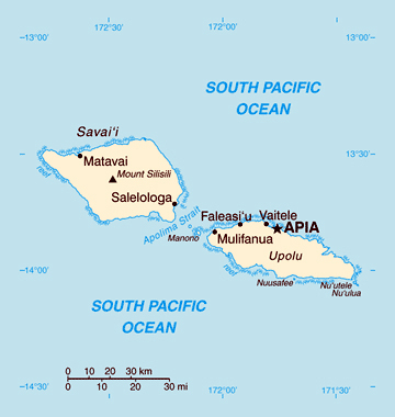 Map of Samoa. Samoa map.