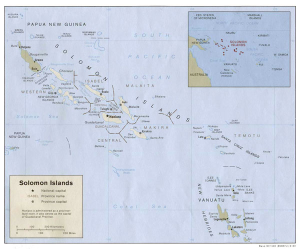 Large detailed political and administrative map of Solomon Islands.