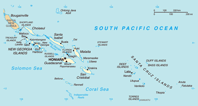 Map of Solomon Islands. Solomon Islands map.