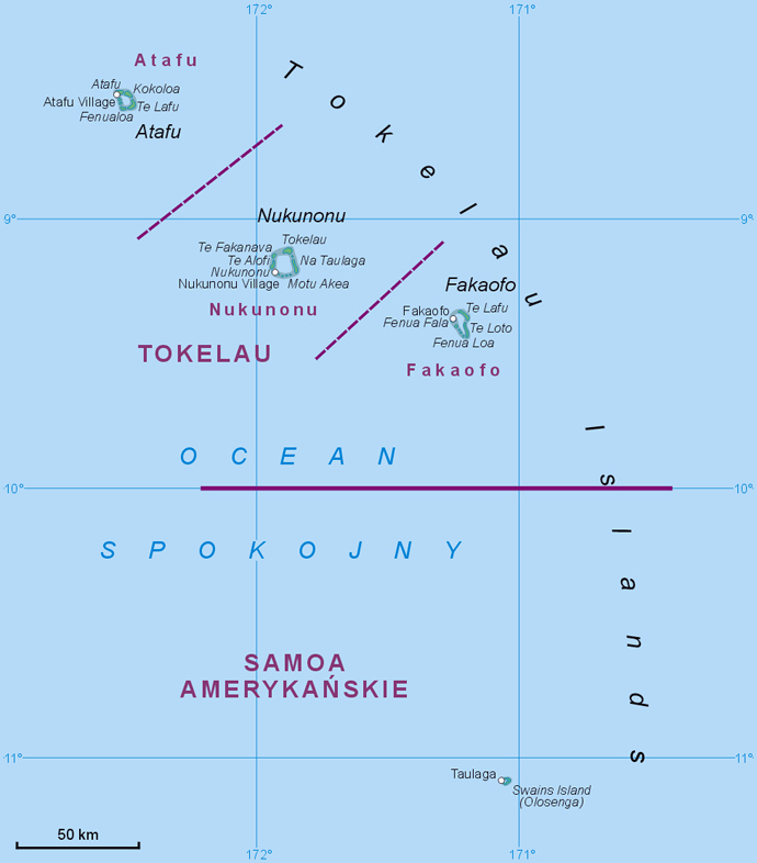 Map of Tokelau. Tokelau map.