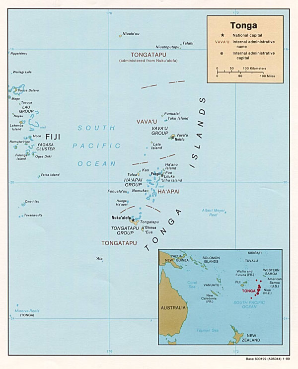 Large detailed political map of Tonga. Tonga large detailed political map.