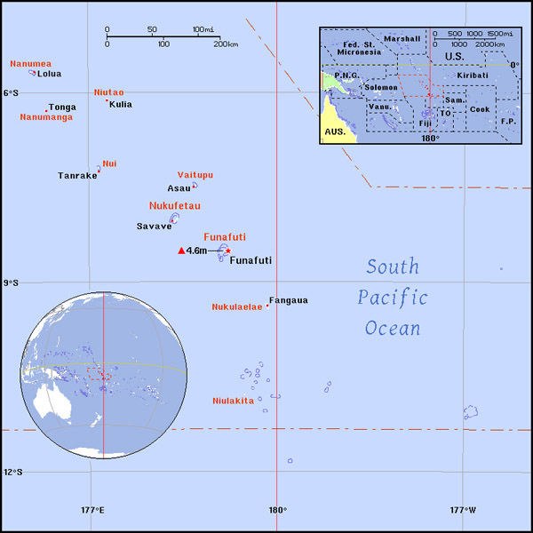 Full political map of Tuvalu. Tuvalu full political map.