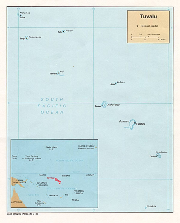 Large detailed political map of Tuvalu. Tuvalu large detailed political map.