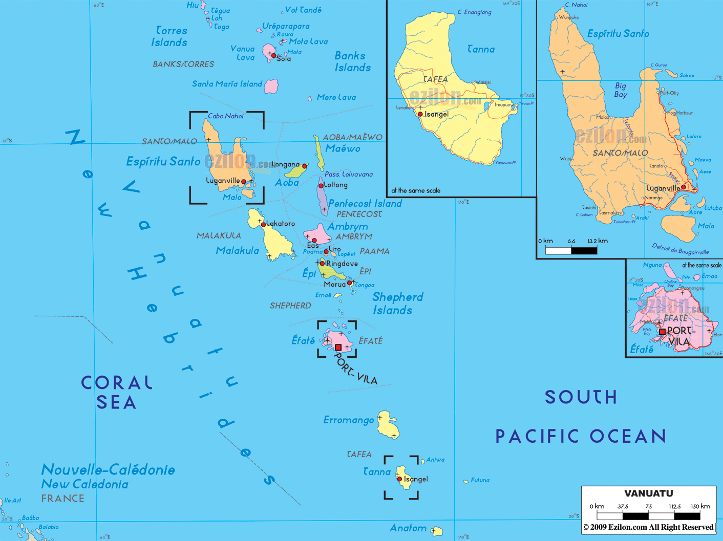 Vanuatu Roads Map Vanuatu Roads Map