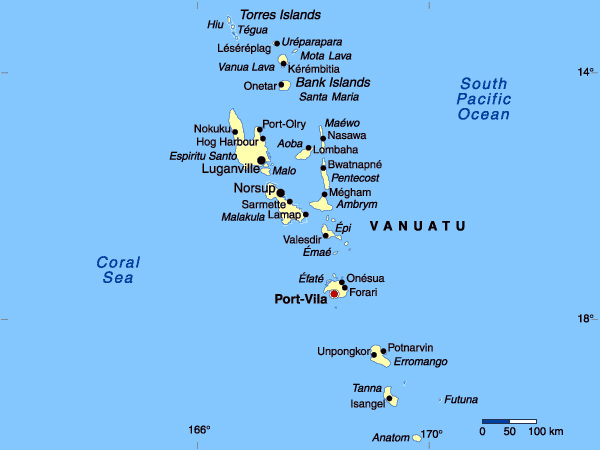 Map of Vanuatu. Vanuatu map.