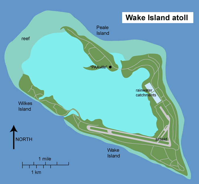 Detailed map of Wake Atoll. Wake Atoll detailed map.