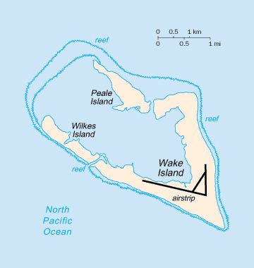Map of Wake Atoll. Wake Atoll map.